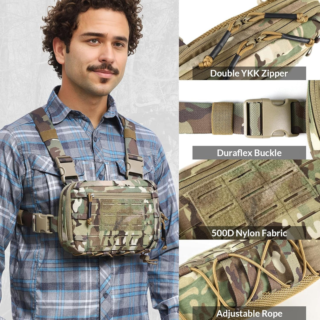 Votagoo Tactical Chest Pack EDC Chest Bag 2L Utility Molle Chest Rig Pouch