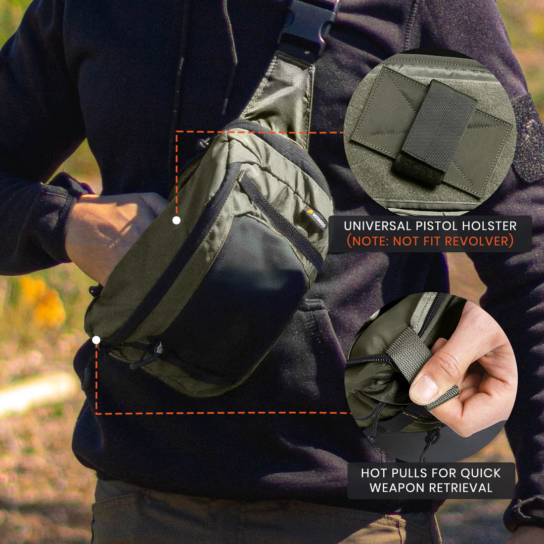 Votagoo Tactical CCW Fanny Bag Adjustable Waist Belt Tactical Waist Bag Handgun Pouch