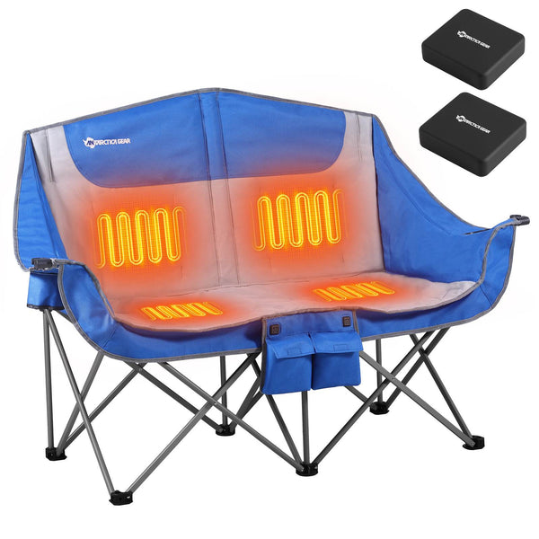 campingstuhl zerlegbar ANTARCTICA GEAR Beheizter Doppel-Campingstuhl, 2-Personen-Klappstuhl,