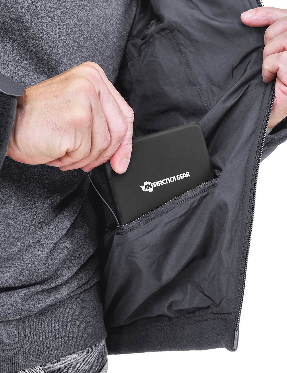 ANTARCTICA GEAR Fleece Heating Jacket, Fit Zip Hood Winter Jacket For