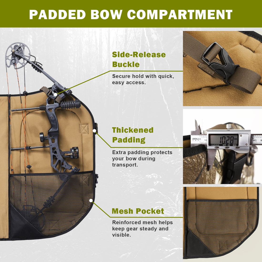 Hunting Backpack with Compound Bow Holder Saddle Camo Bag Camouflage Pack for Hunter Archery