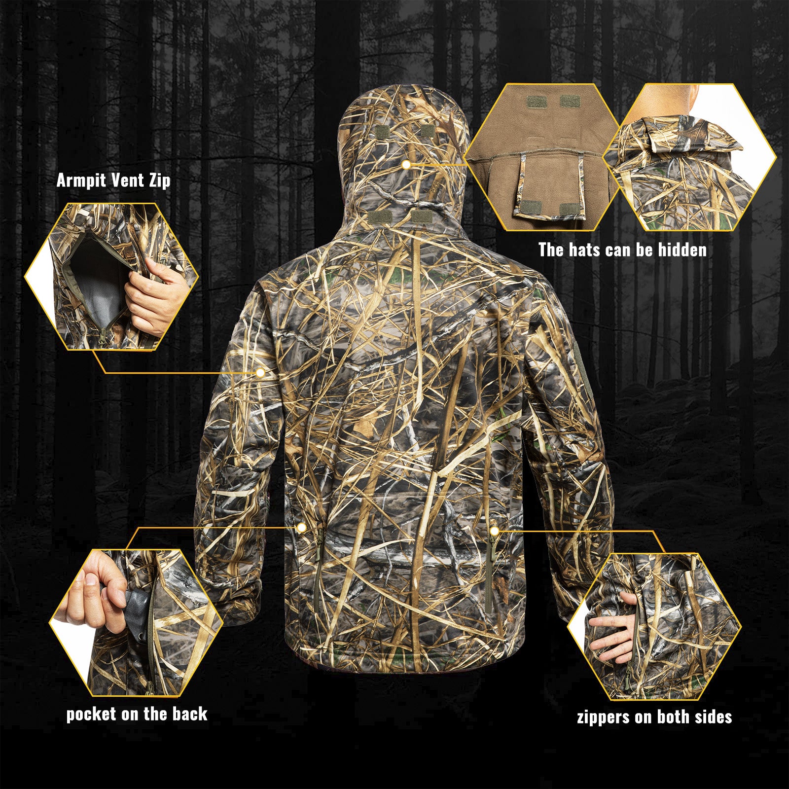Quiet Hunting Clothes Suit Clothing Gear Camouflage Hoodie Jacket Pants