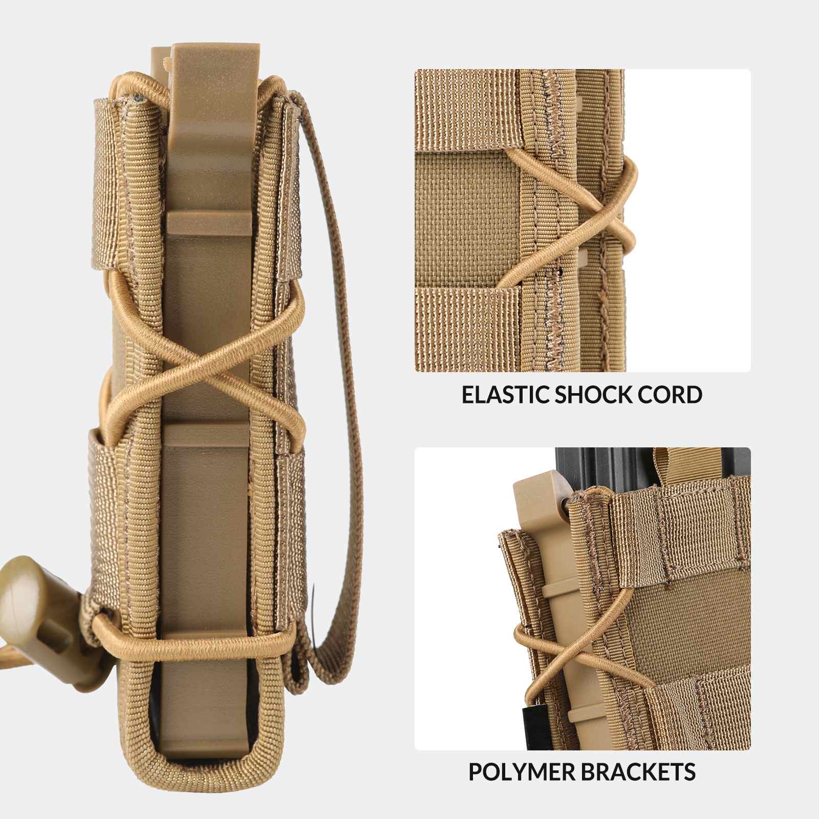 Tactical Molle Magazine Pouch 9mm .40 Cal - Single Dual Stack Adjustable Holder
