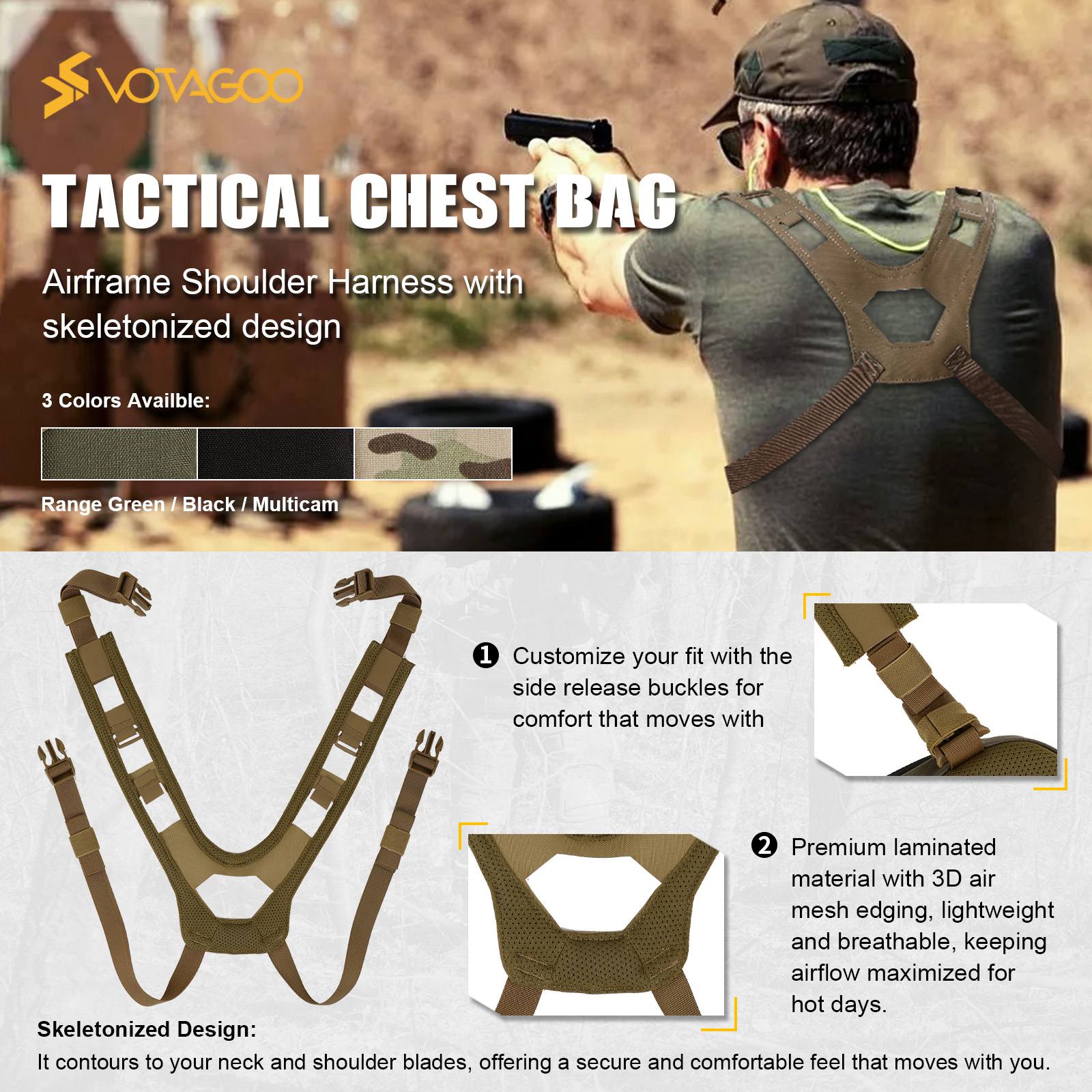 Tactical Chest Rig Bag Hypalon Molle Chest Rig
