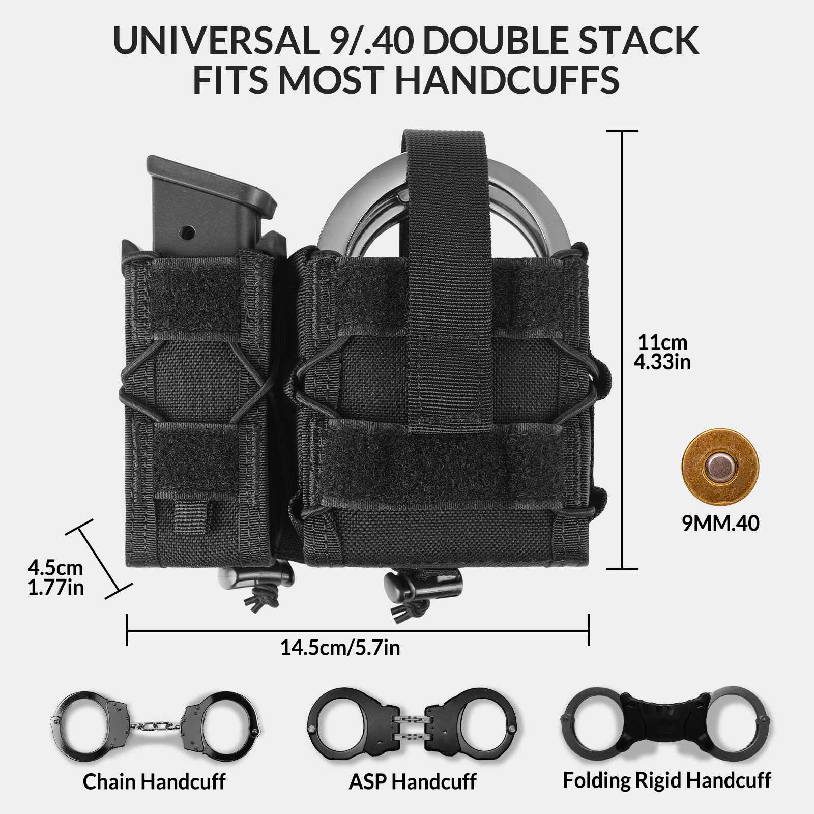 Combo Handcuff Mag Pouch for 9mm Magazine and Chain Handcuffs