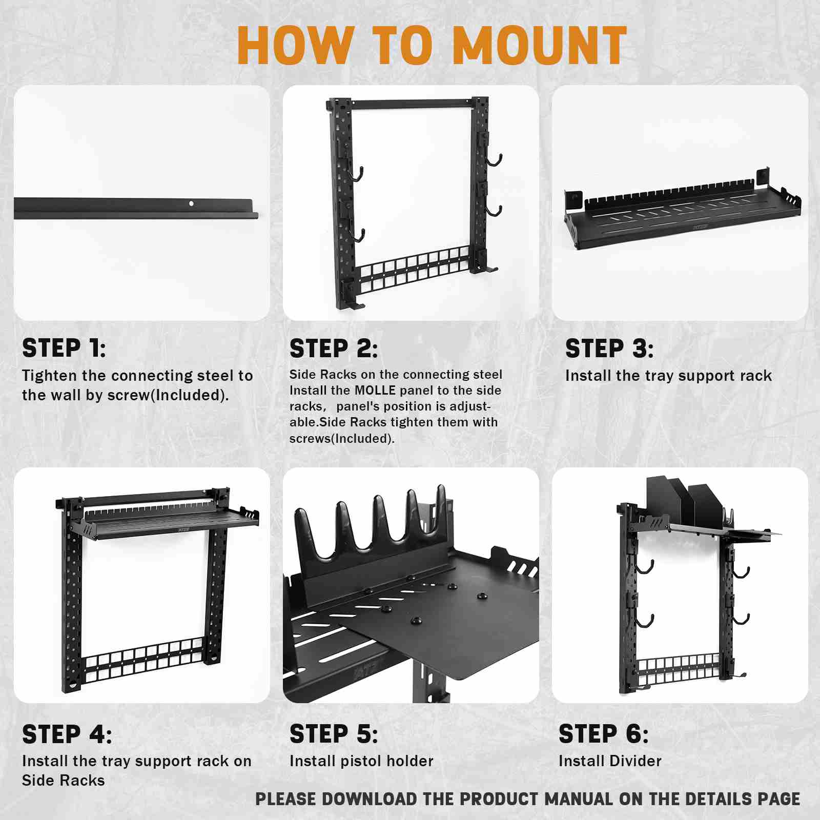 Votagoo Gun Rack for Wall, Indoor Gun Racks Wall Mount, Hang Up Gun Rack for Rifle and Pistol, Steel Airsoft Gun Holder for Shutgun and Accessories