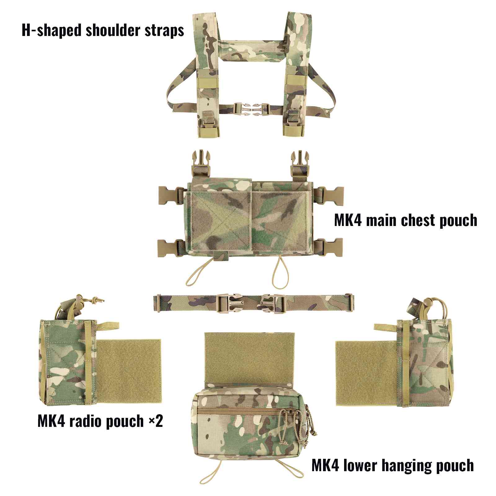 Votagoo Outdoor Molle Magazine Pouch Chest Bags Multi-function MK4 AOR
