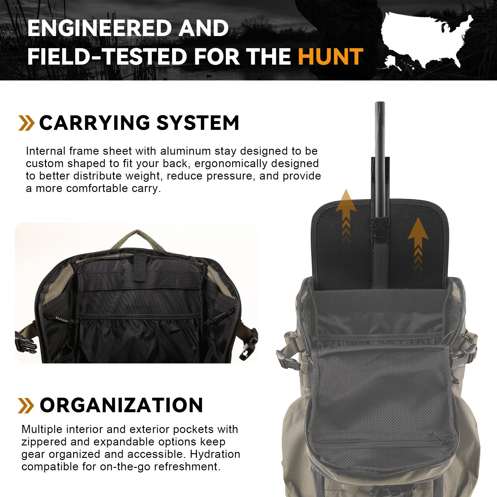 Hunting Backpack with Rifle/Bow Carry System