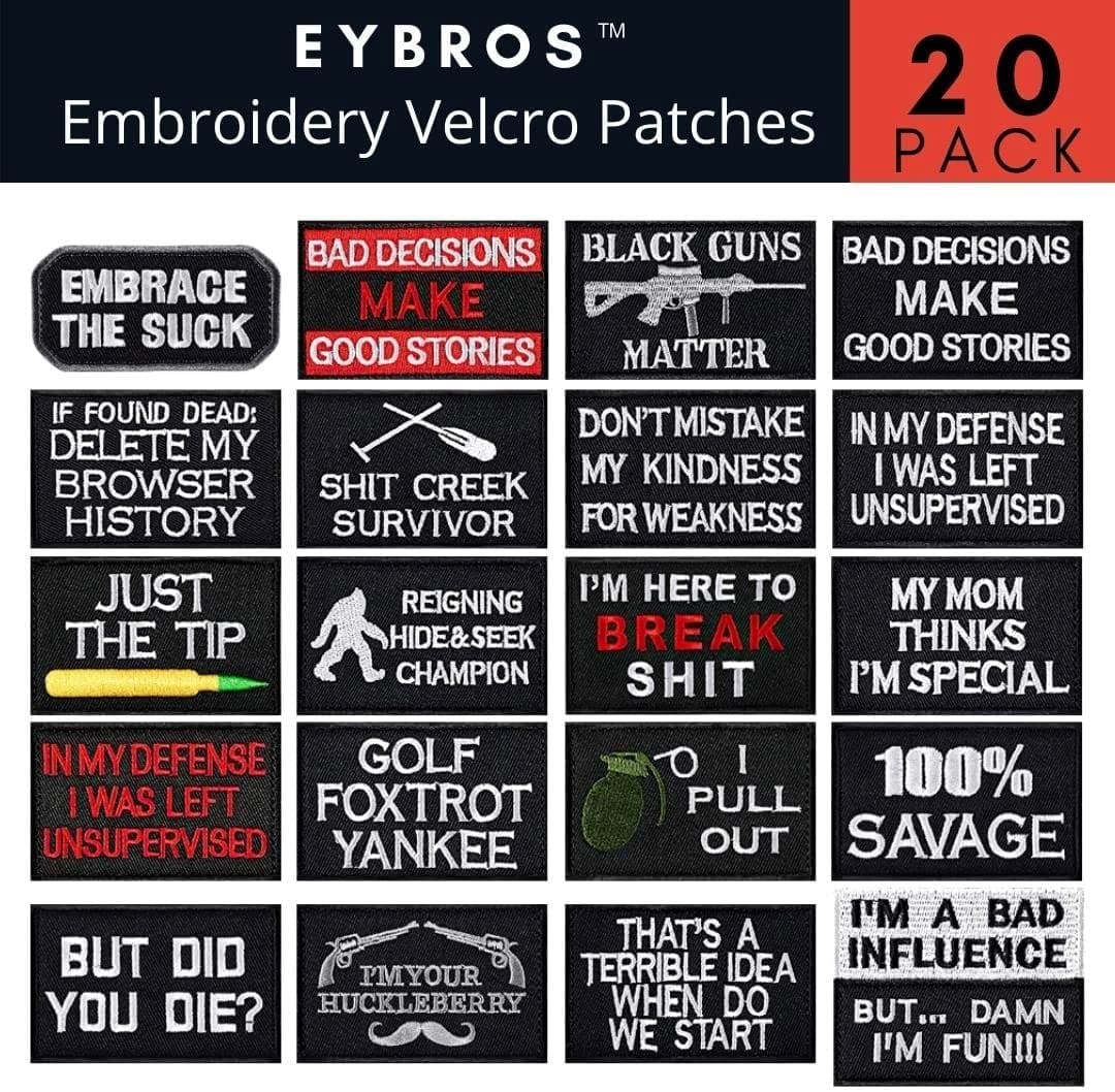 Tactical Morale Patch 20 Bundle-Set for Backpacks Hat Etc.