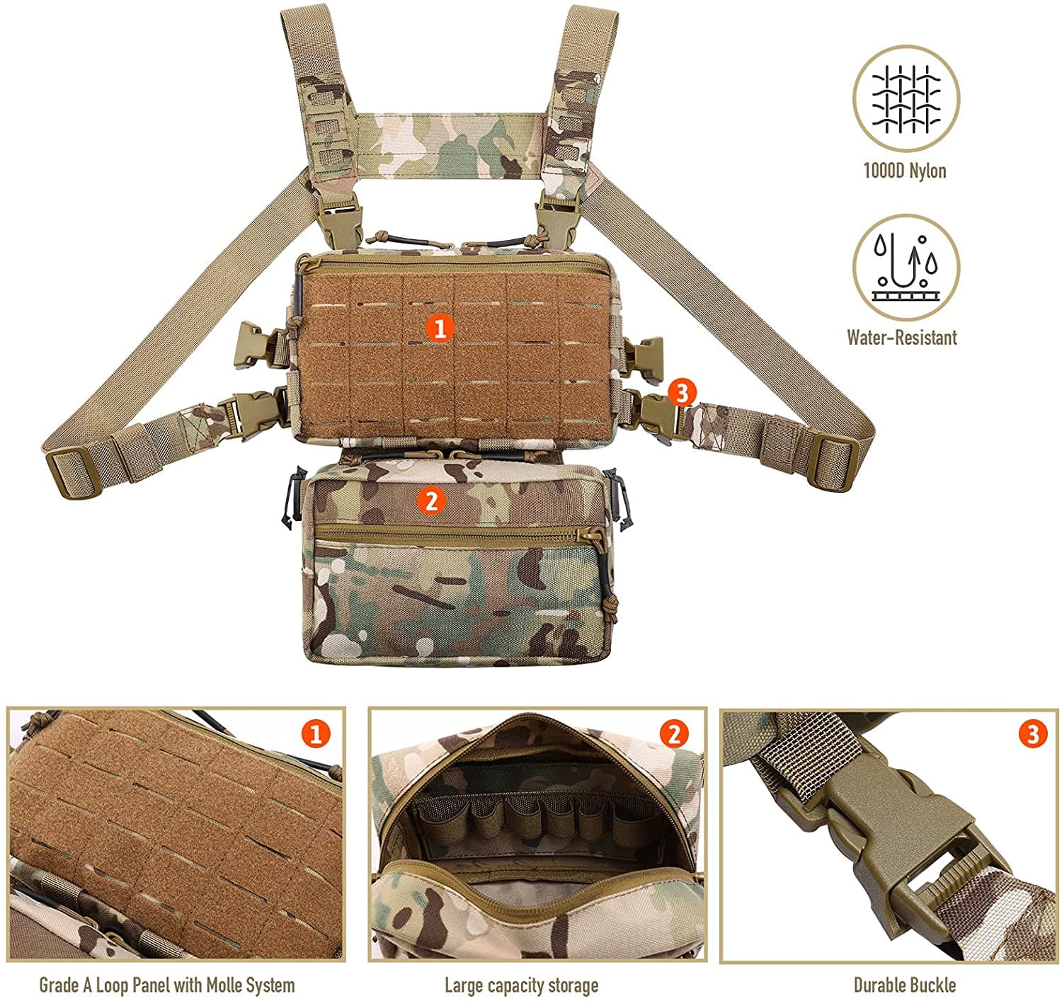 Ensemble de plate-forme de poitrine tactique/pochette sous-abdominale