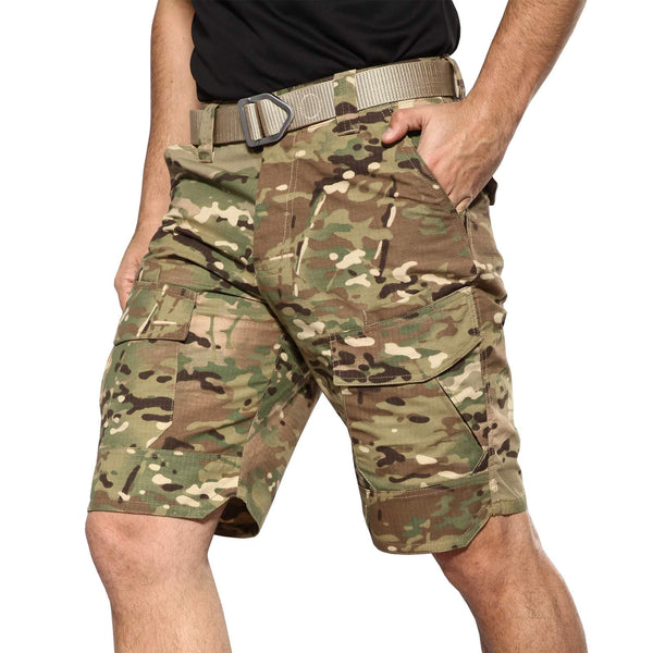 Heren Cargo Shorts Multi-Pocket Elastische Taille Met Riem Heren Cargo Shorts Multi-Pocket Elastische Taille Met Riem