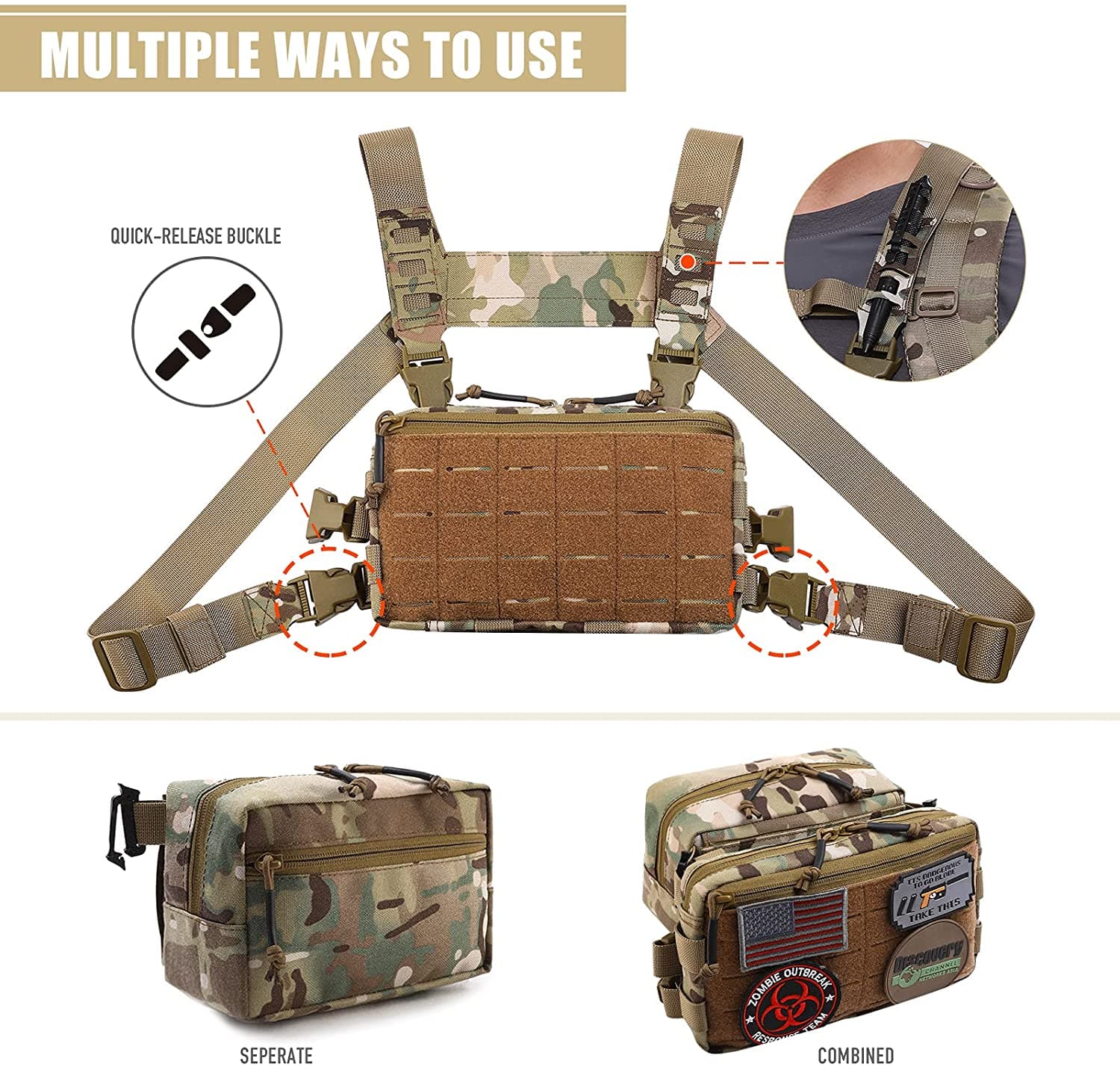 Ensemble de plate-forme de poitrine tactique/pochette sous-abdominale