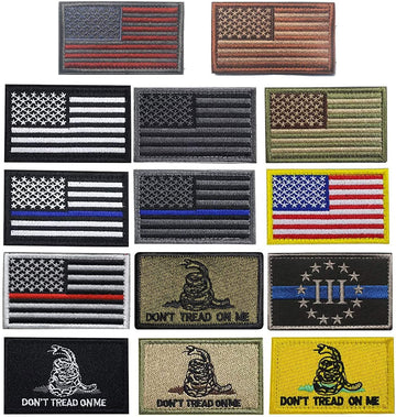 Militärpaket, 14 Stück, USA-Flaggen-Patch, dünne blaue Linie