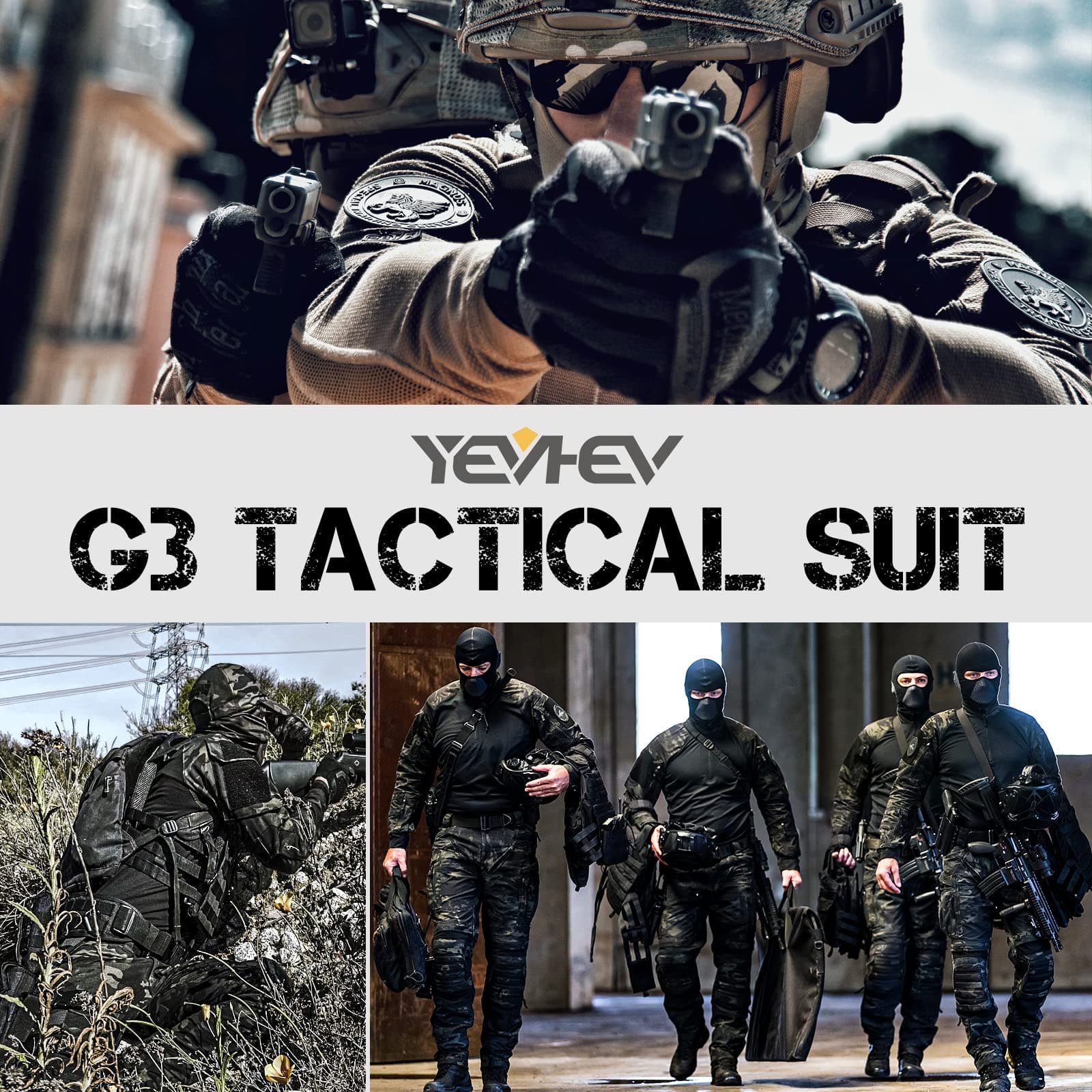 BrightBud Tactical Combat Shirt - FSB/KGB Style, Mit Ellenbogenschutz, Camo