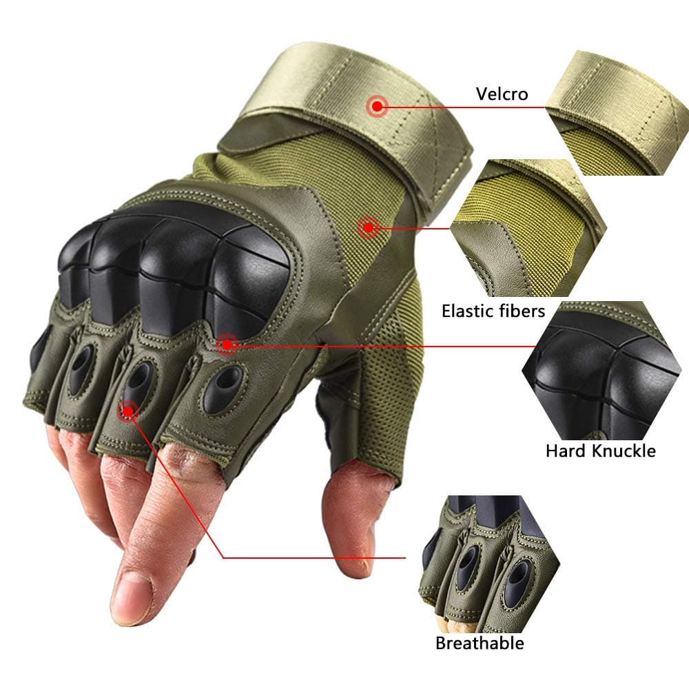 Tactical Military Rubber Hard Knuckle Outdoor Gloves - LY