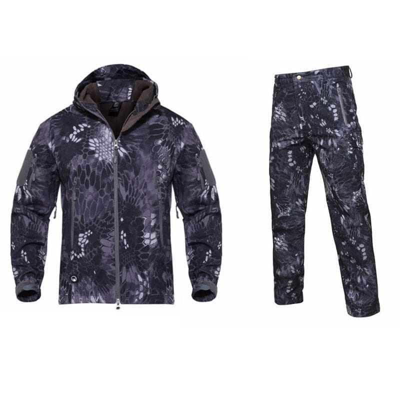 Hiking Fishing Python Softshell Fleece Lined Tactical Suit