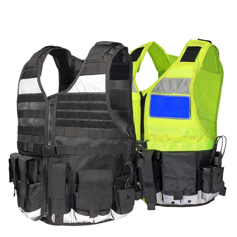 Gilet de sécurité embarqué avec système MOLLE réfléchissant résistant aux coups de couteau